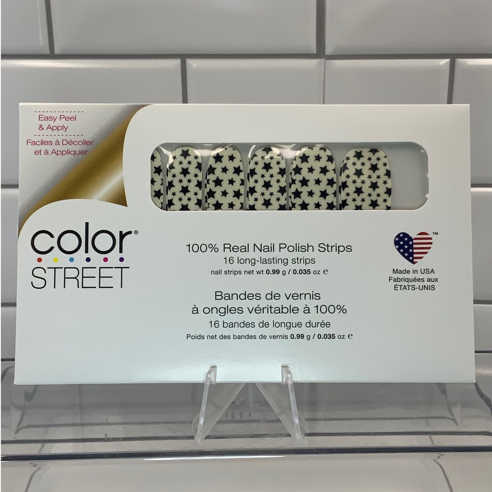 Color Street Star For The Course FDL042 Real Nail Polish Strips Black 16 Count